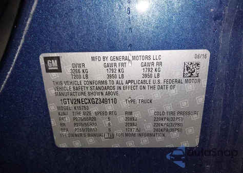 2016 GMC Sierra 1500 Slt from USA, damaged, VIN 1GTV2NECXGZ349110